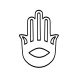 Minimalist hamsa fine line tattoo design